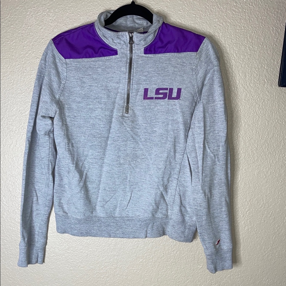 LSU Women's Gray and Purple Quarter-Zip Sweatshirt